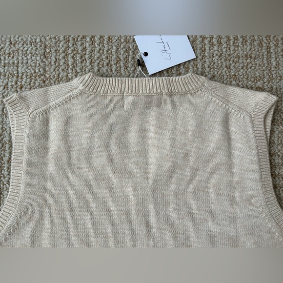 NWT REVOLVE L’Academie Sagen Micro Cropped V Neck Vest in Heather Oatmeal - S - Picture 12 of 16